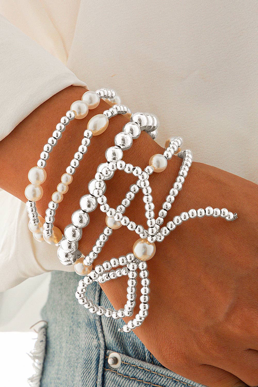 LDC Bow & Pearl Bracelet Set