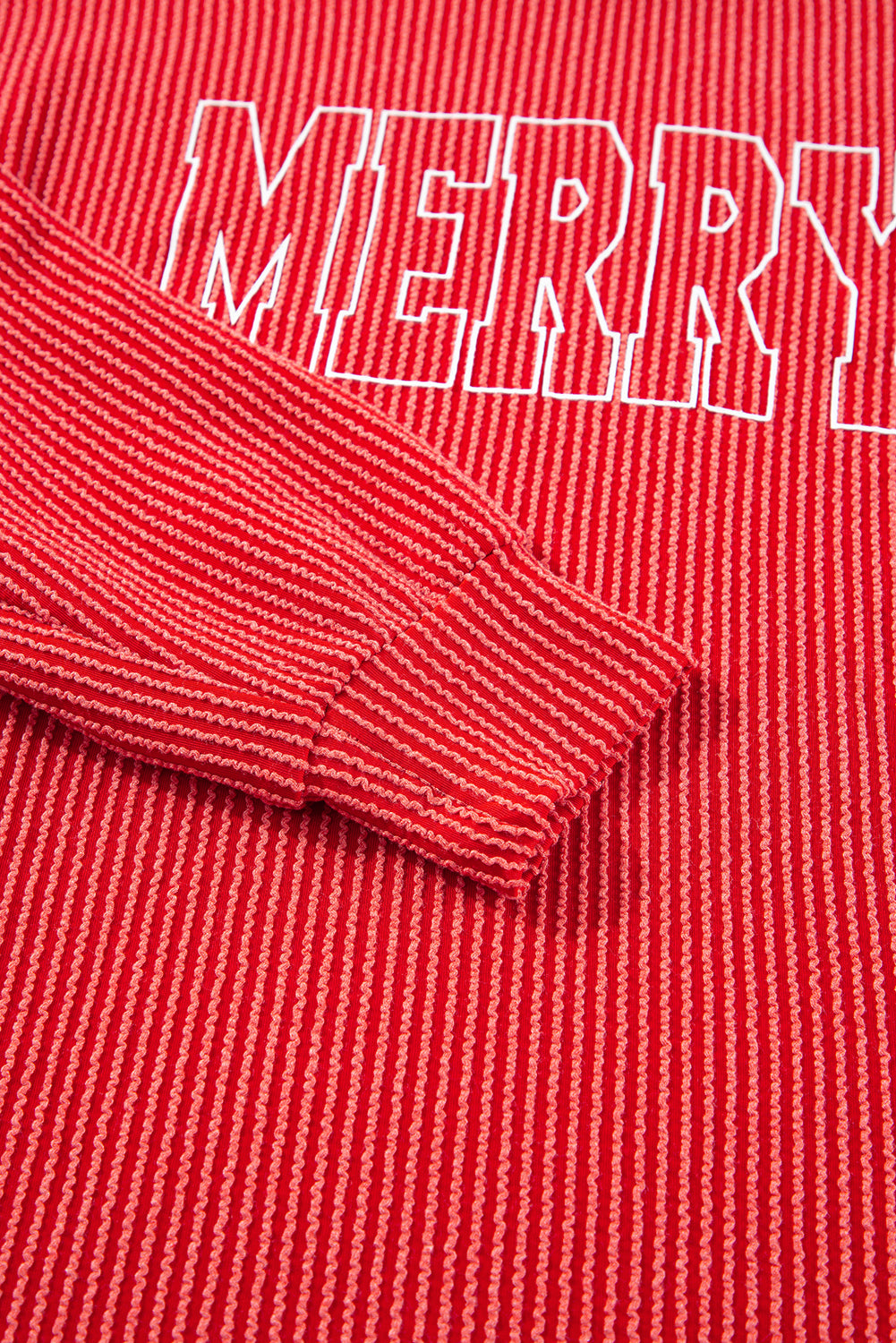 Racing Red Corded MERRY Long Sleeve Top and Shorts Pajama Set