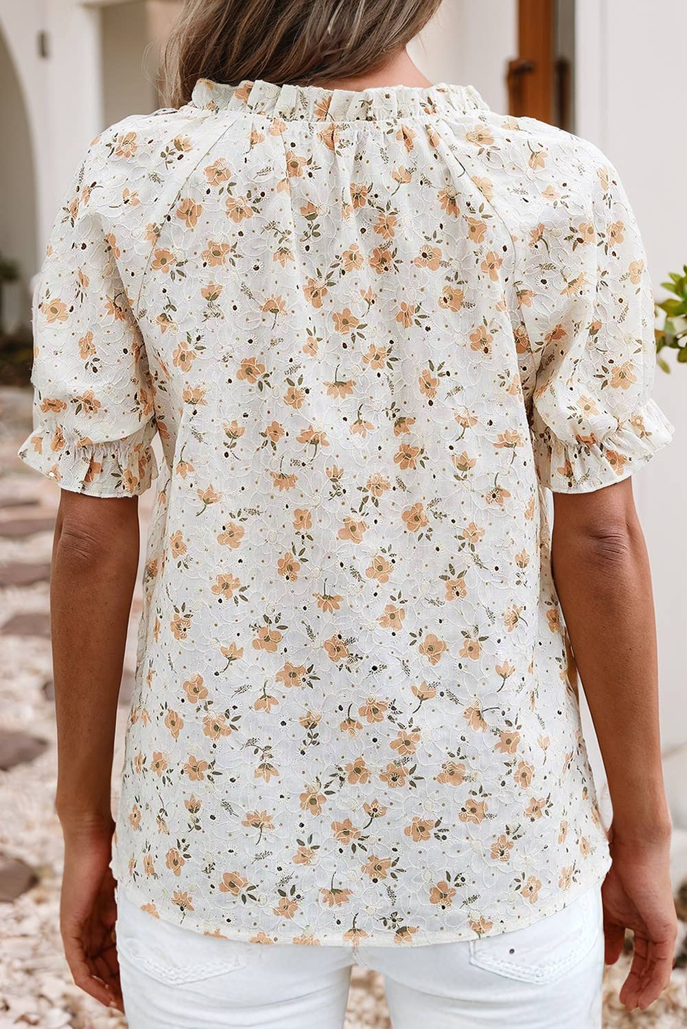 LDC Floral Eyelet Puff Sleeve Blouse