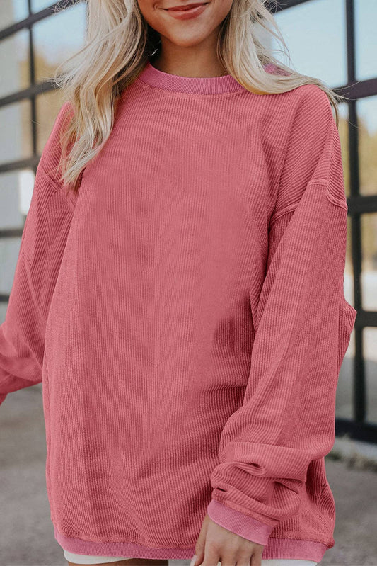 Strawberry Pink Corded Sweatshirt