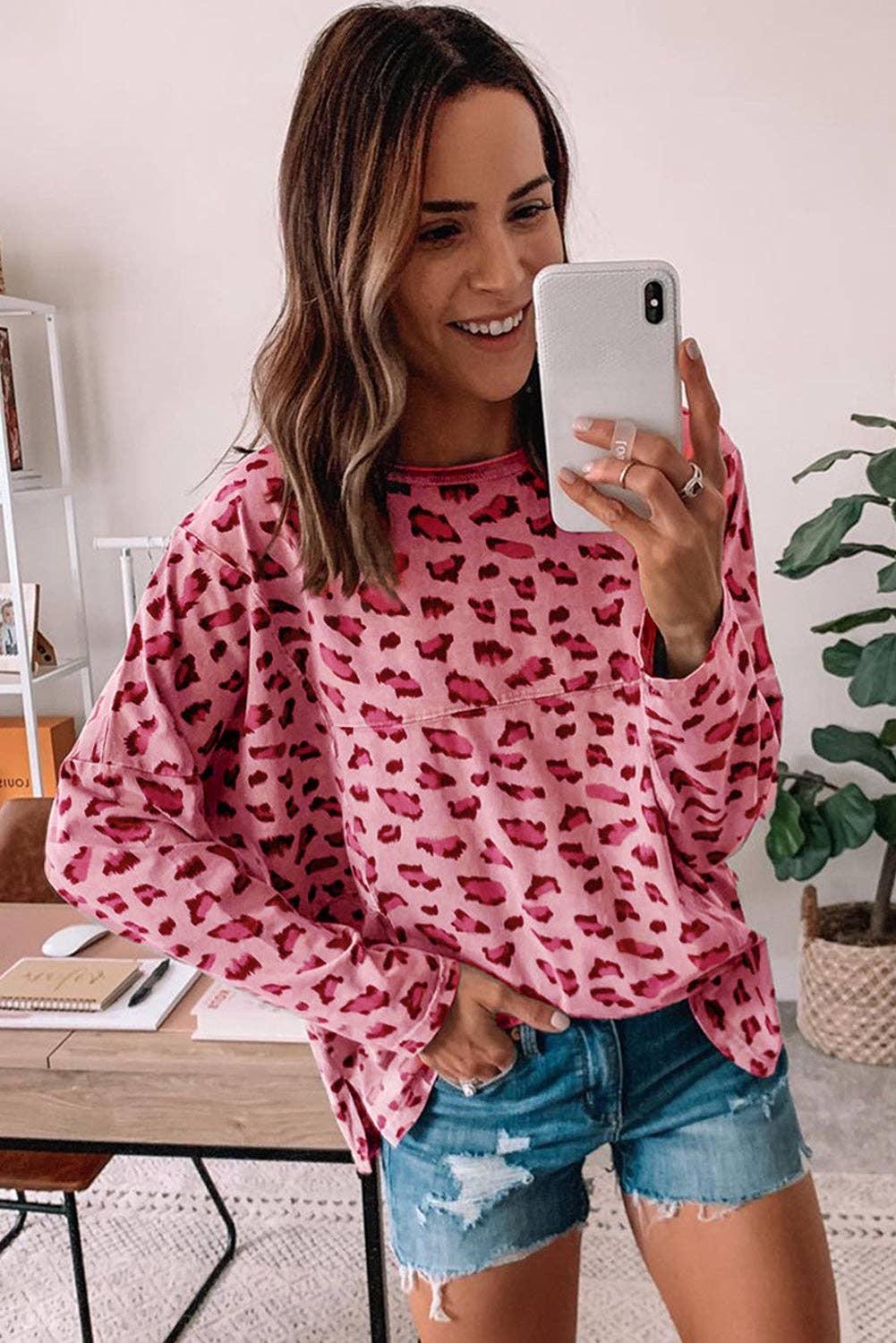 Animal Print Comfy Fit Long Sleeve Top