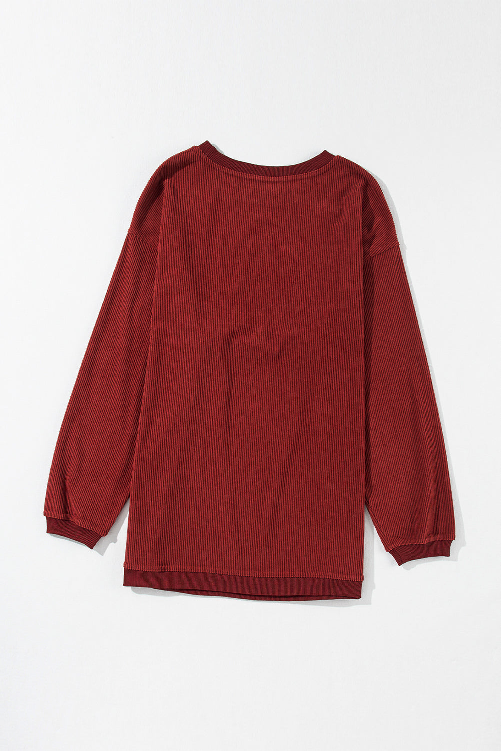 Red Contrast Trim Crinkle Rib Oversized Sweatshirt