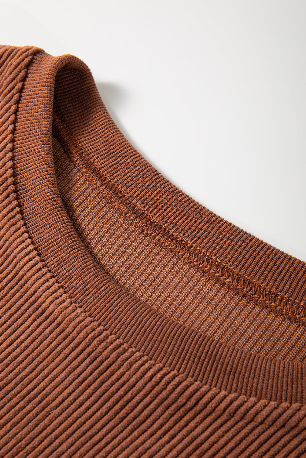 Red Contrast Trim Crinkle Rib Oversized Sweatshirt