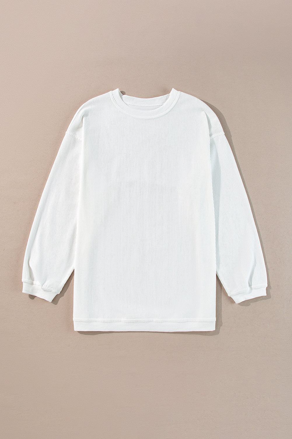 Red Contrast Trim Crinkle Rib Oversized Sweatshirt