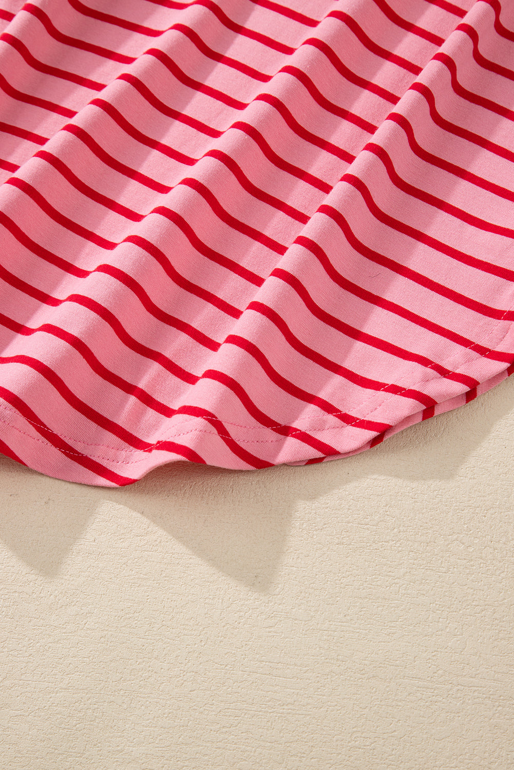 Strawberry Pink Striped Drop Sleeve Loose Dress