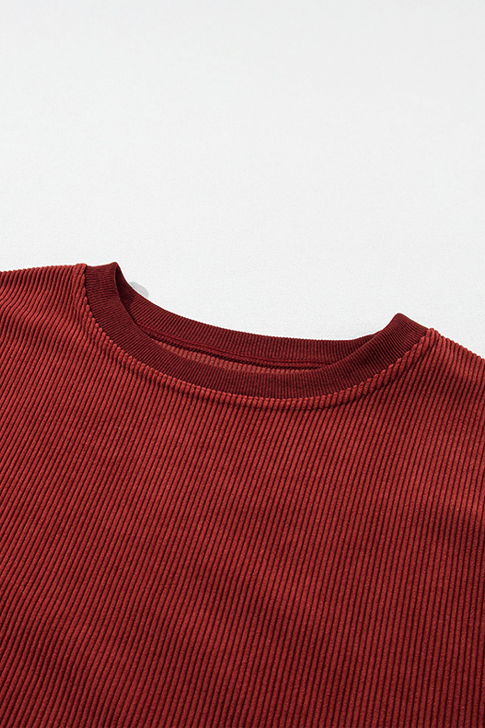 Red Contrast Trim Crinkle Rib Oversized Sweatshirt