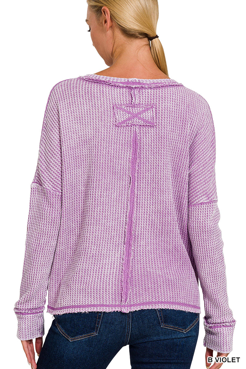 Zenana Baby Waffle Long Sleeve Top