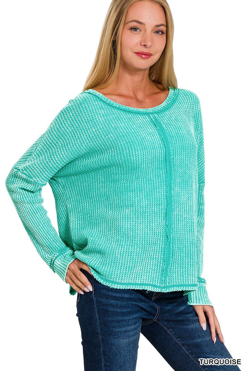 Zenana Baby Waffle Long Sleeve Top