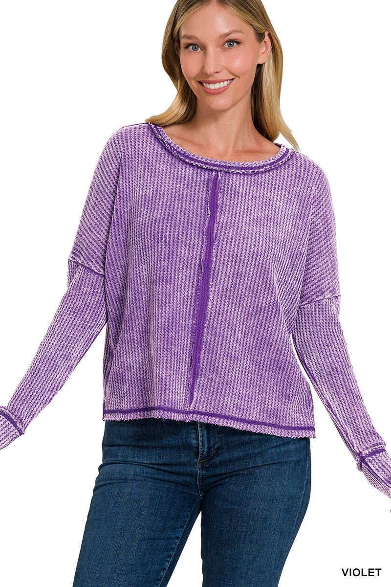 Zenana Baby Waffle Long Sleeve Top