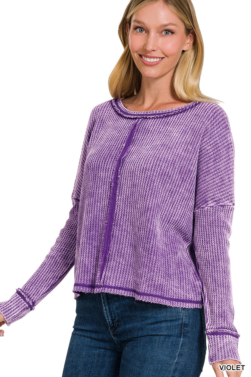 Zenana Baby Waffle Long Sleeve Top