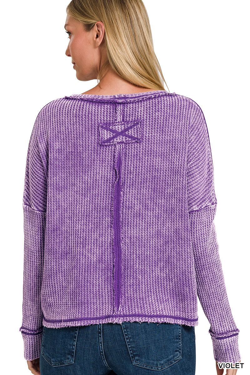 Zenana Baby Waffle Long Sleeve Top