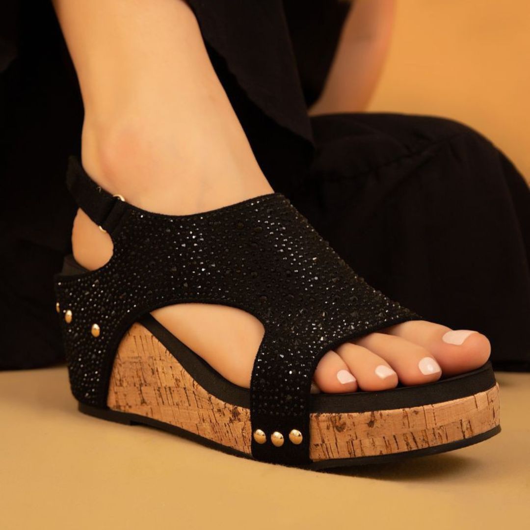 Barbara Rhinestone Studded Wedges