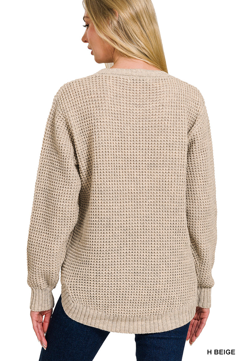 Zenana Hi-Low Waffle Sweater