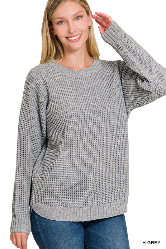 Zenana Hi-Low Waffle Sweater