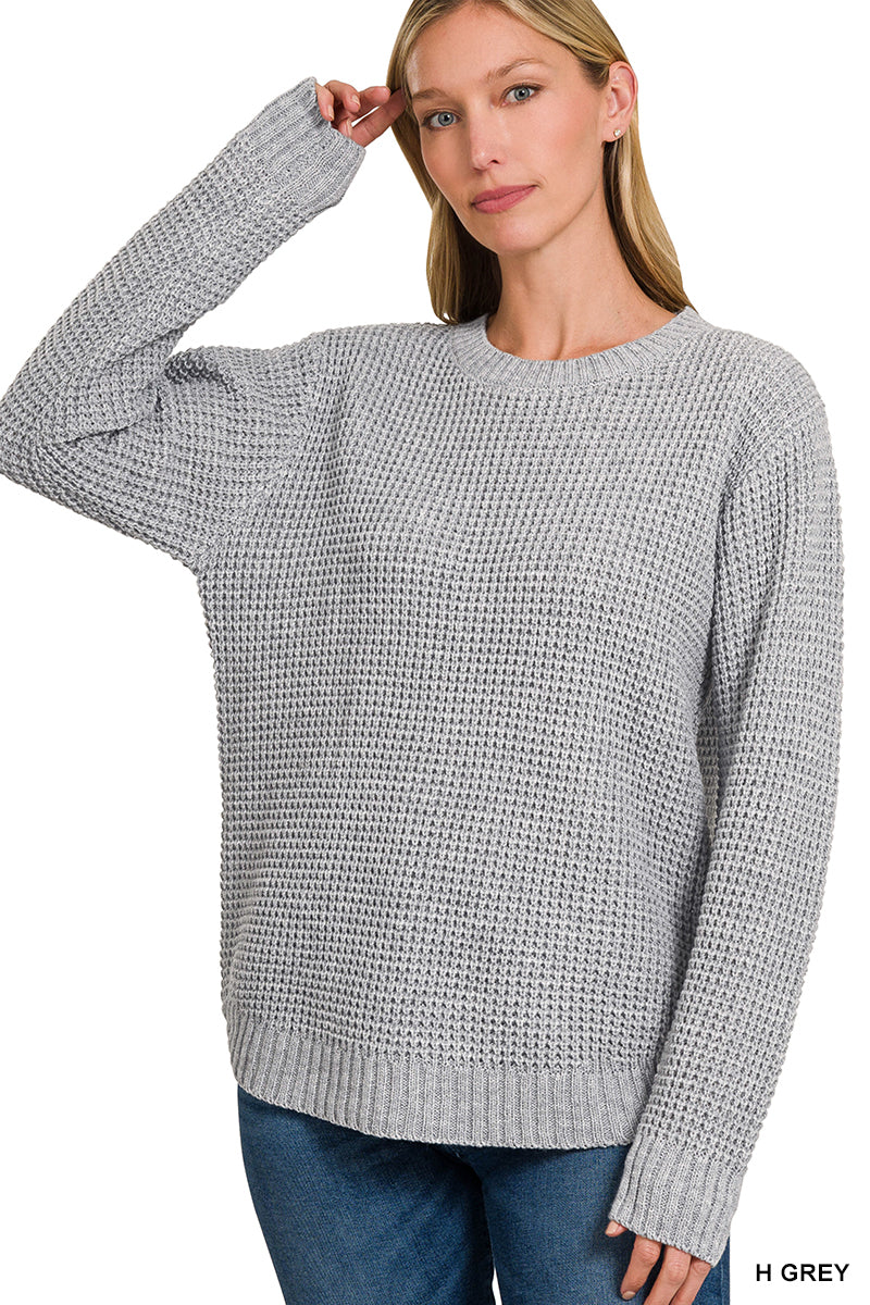 Zenana Hi-Low Waffle Sweater