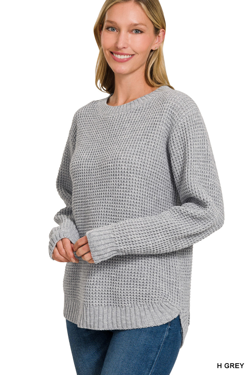 Zenana Hi-Low Waffle Sweater